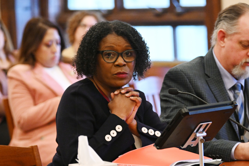 Senator Johnson attends a committee hearing